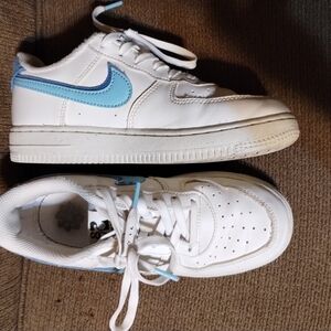 Kids White and Blue Nike Sneakers